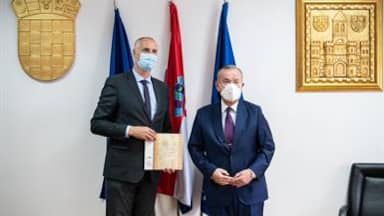 Rumunjski veleposlanik Constatin Mihail Grigorie u nastupnom posjetu kod gradonačelnika Ivice Puljka